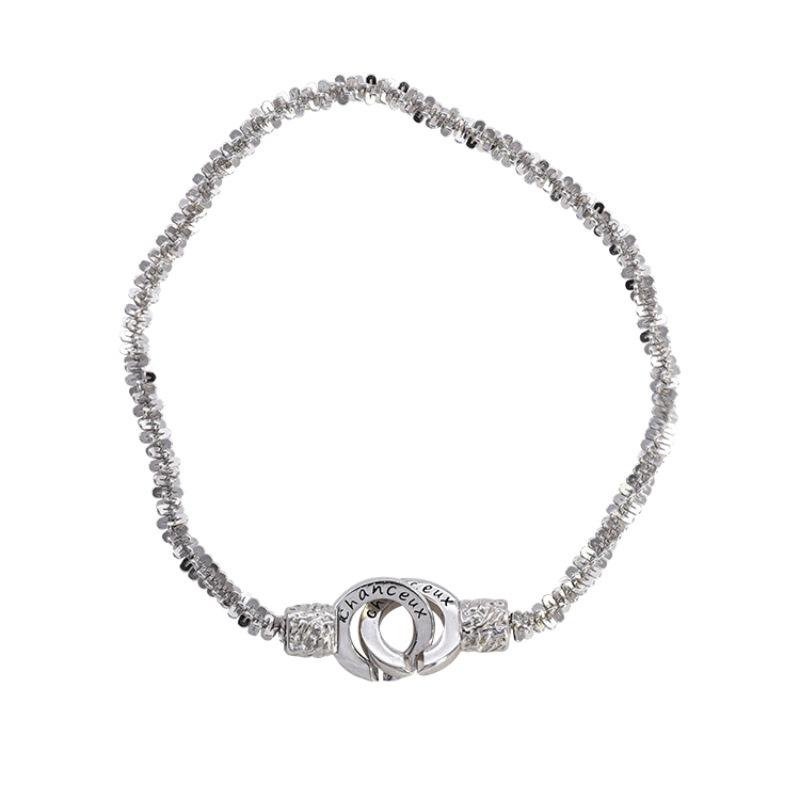 Fashion Double Ring Lock Buckle Bracelet For Women Korean Style Versatile Hand Jewelry