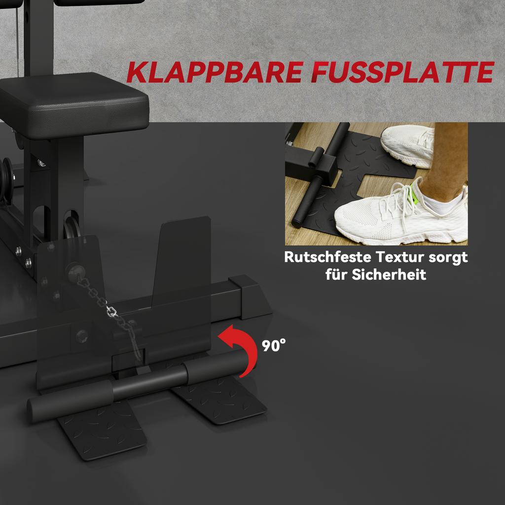 Pull Up Station, Power Cage with Adjustable Seat, for Home Gym - Black