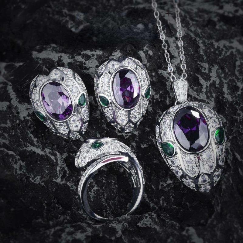 

SACE GEMS классический медный сплав циркон кольцо серьги кулон ожерелье ювелирные наборы подарки для свадебной вечеринки Open фиолетовый