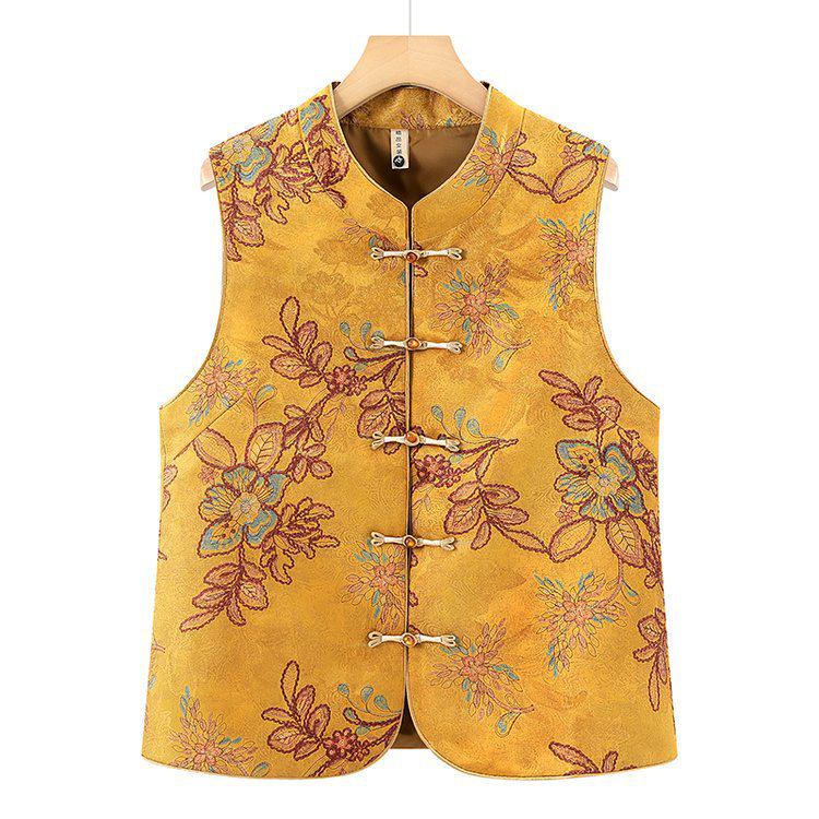 Stylish Chinese-Style Embroidered Vest for Middle-Aged and Elderly Women