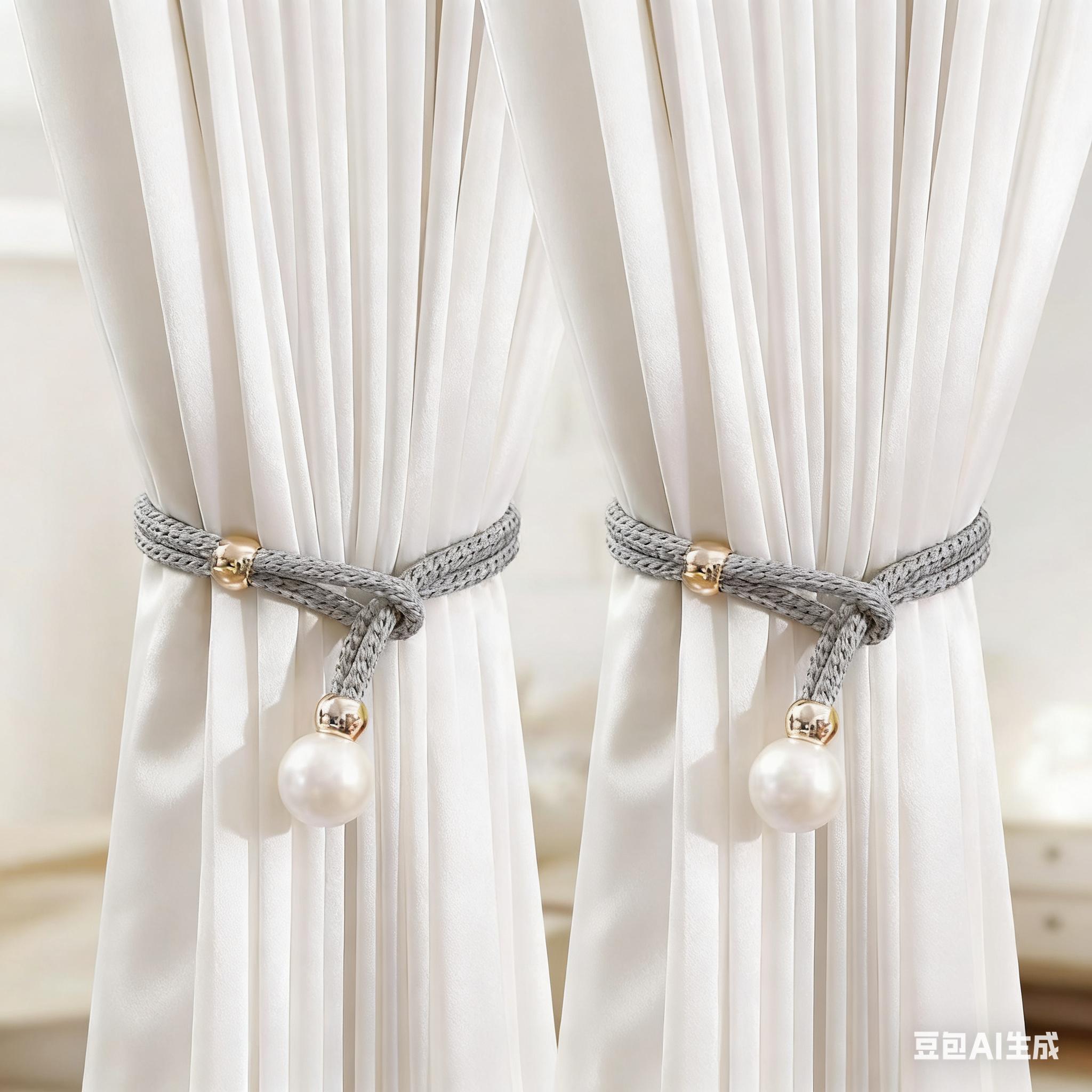

2Pcs Simple Adjustable Faux Pearl Decor Curtain Tieback, Creative Curtain Buckle, Elegant Home Decor for Living Room & Bedroom Other