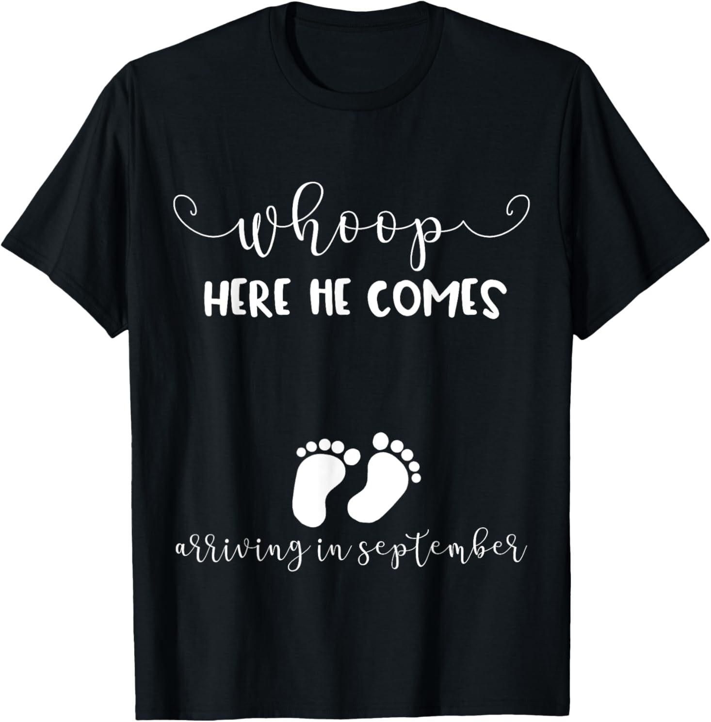 Funny Pregnancy Announcement Shirt Due in September Baby Boy T-Shirt S