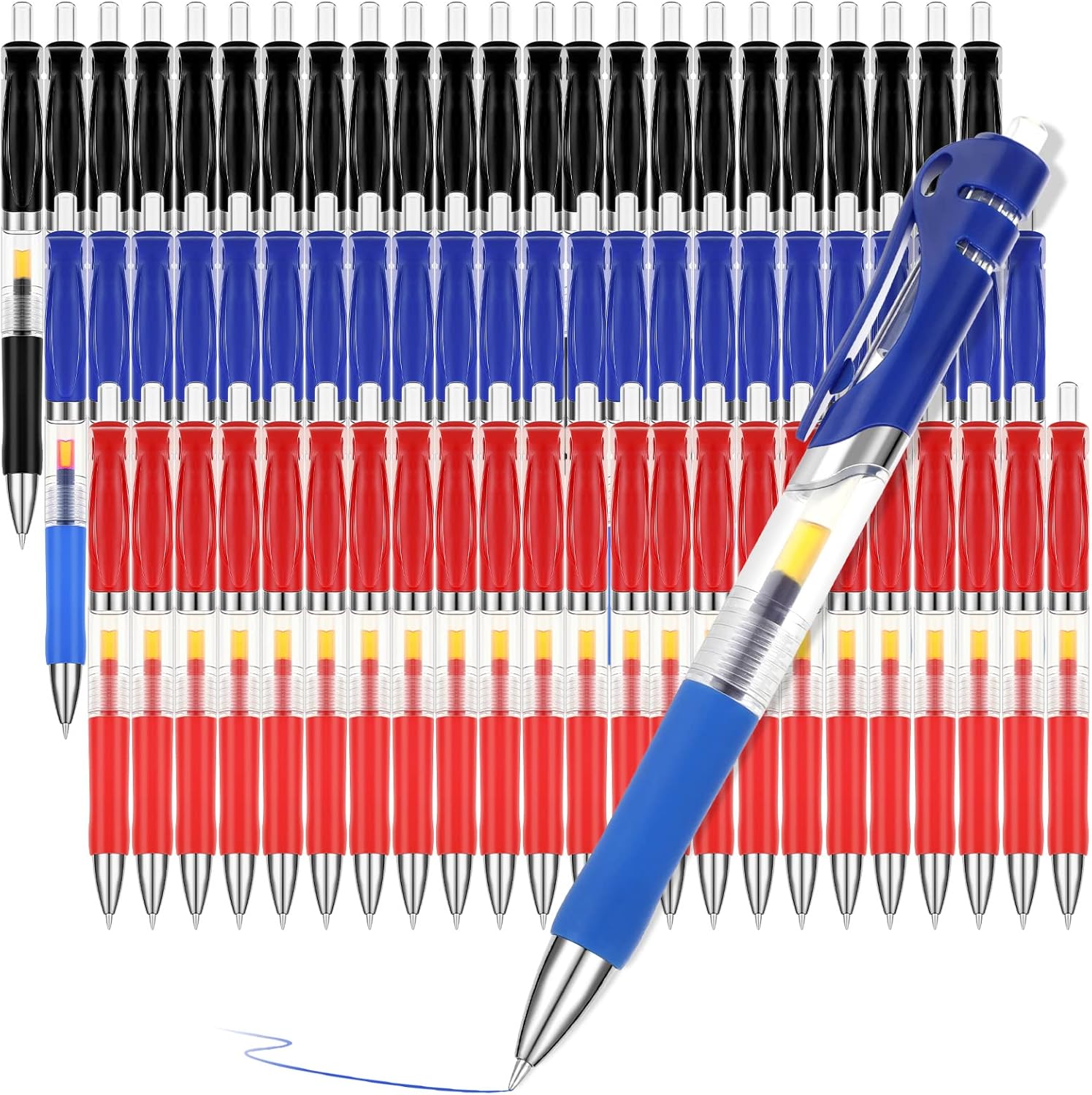 

90Pcs Gel Ink Pens Fine Point 0.5mm Metal Tip Retractable Gel Pens Ballpoint Rubber Grip Smooth Pens for Office Back to School
