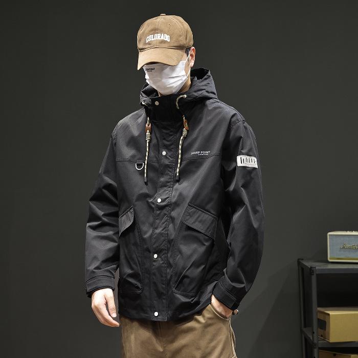Spring & Autumn 2026 Men s Hooded Jacket - Casual American Workwear Style for Boys L