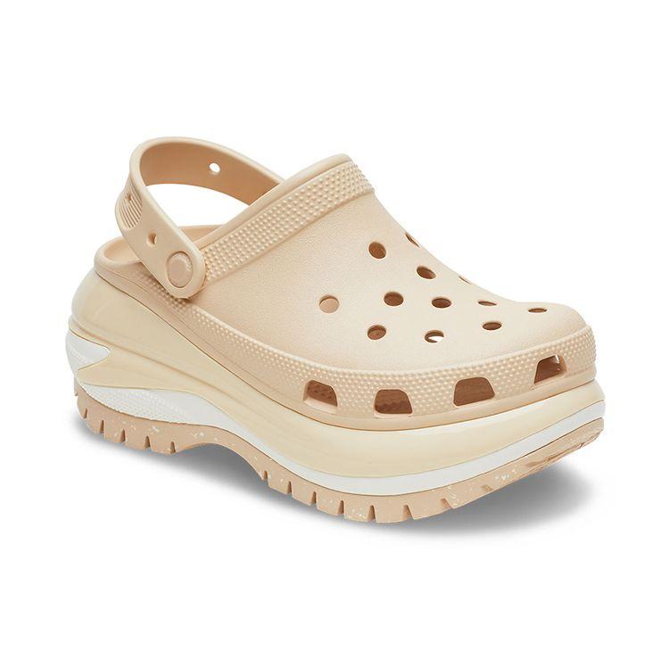 Crocs Zoccoli da donna caldi color kaki in EVA Classic Mega Crush con plateau, traspiranti per esterni, 6,1 cm, 207988-2DS