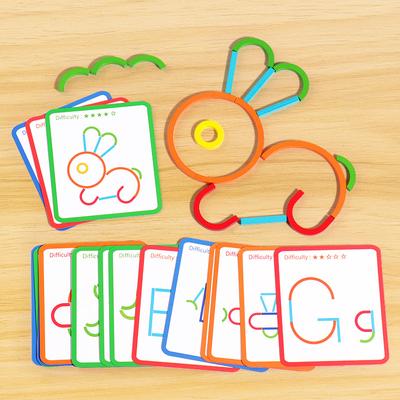 Puzzle Creativo Bastoncini e Anelli in Legno Gioco di Intelligenza Giocattoli Educativi Montessori per la Prima Infanzia per Bambini di 3 Anni
