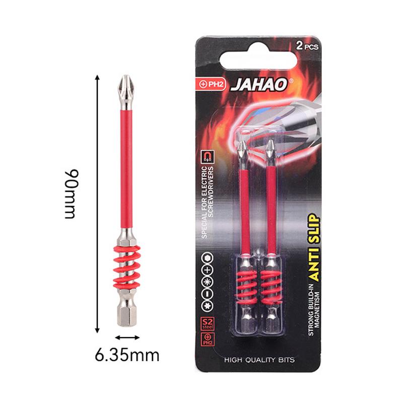 2pcs 65/70/90/150mm Anti-Slip Magnetic Phillips Bit with Spring Magnetic Screwdriver Bits PH2 Driver Screw 1/4'' Hex Shank Drill