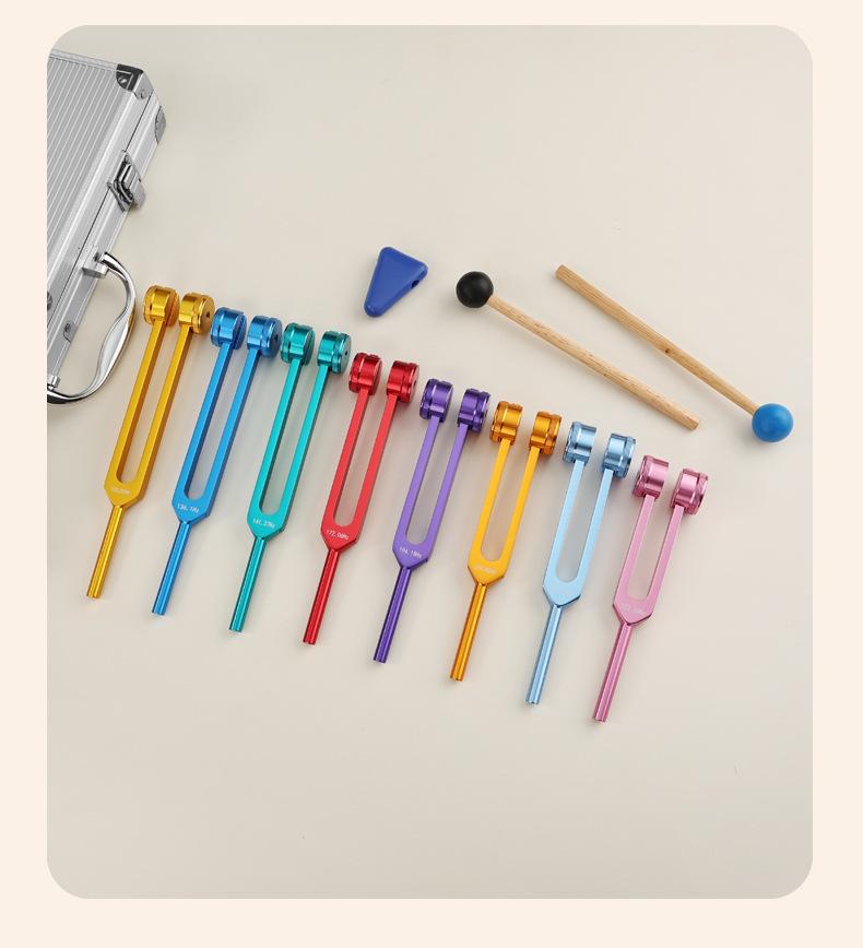Aluminium Stimmgabel Lehrmittel Set - 8-teiliges farbiges Set mit Geschenkbox