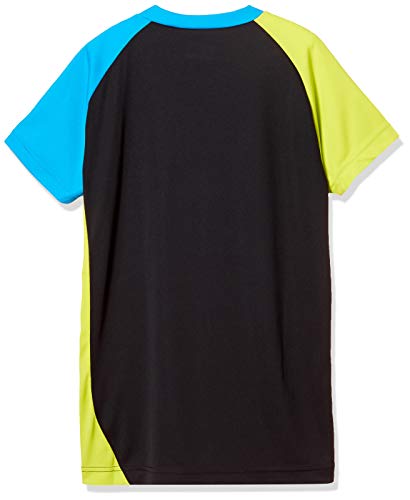 Mizuno Volleyball Game Shirt (Short Sleeve), V2MA9001, Black x Diva Blue x Lime Green, Size M (Japan Size)