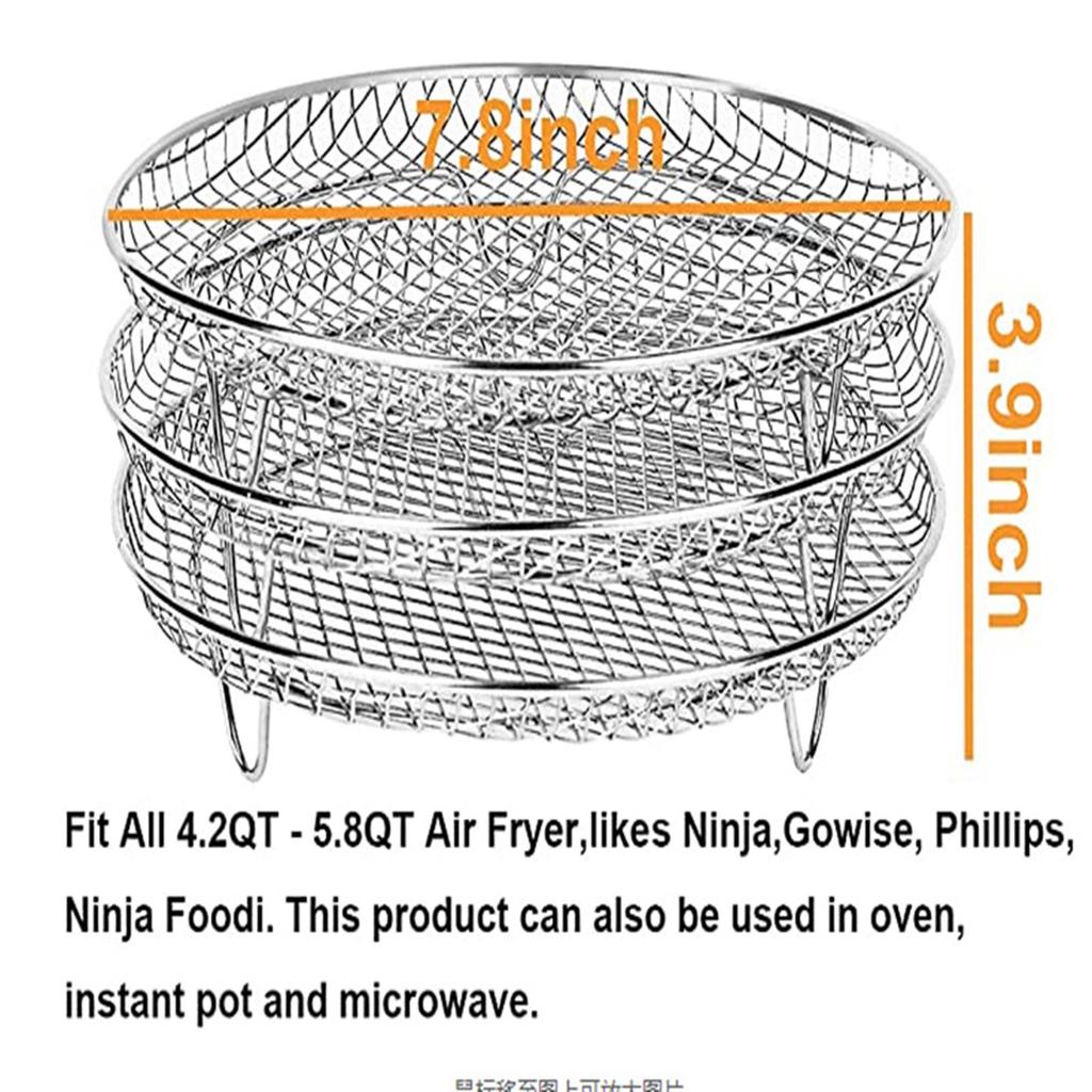 3PCS Round Air Fryer Basket Durable Stainless Steel Air Fryer Baking Pans for Cooking and Baking