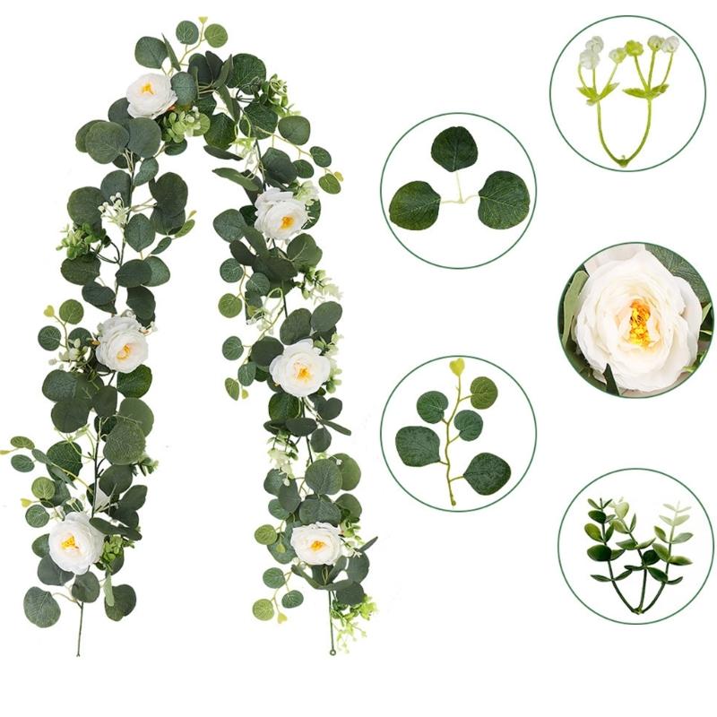Realistic 180cm Eucalyptuses Vine Display Ornament Feature 60 Blooms Head Ideal For Party And Event Decoration