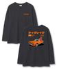 Tee Glake Surfing Car Oversized Long Sleeve T-Shirt Dark Gray [Select Ribbed Sleeves]