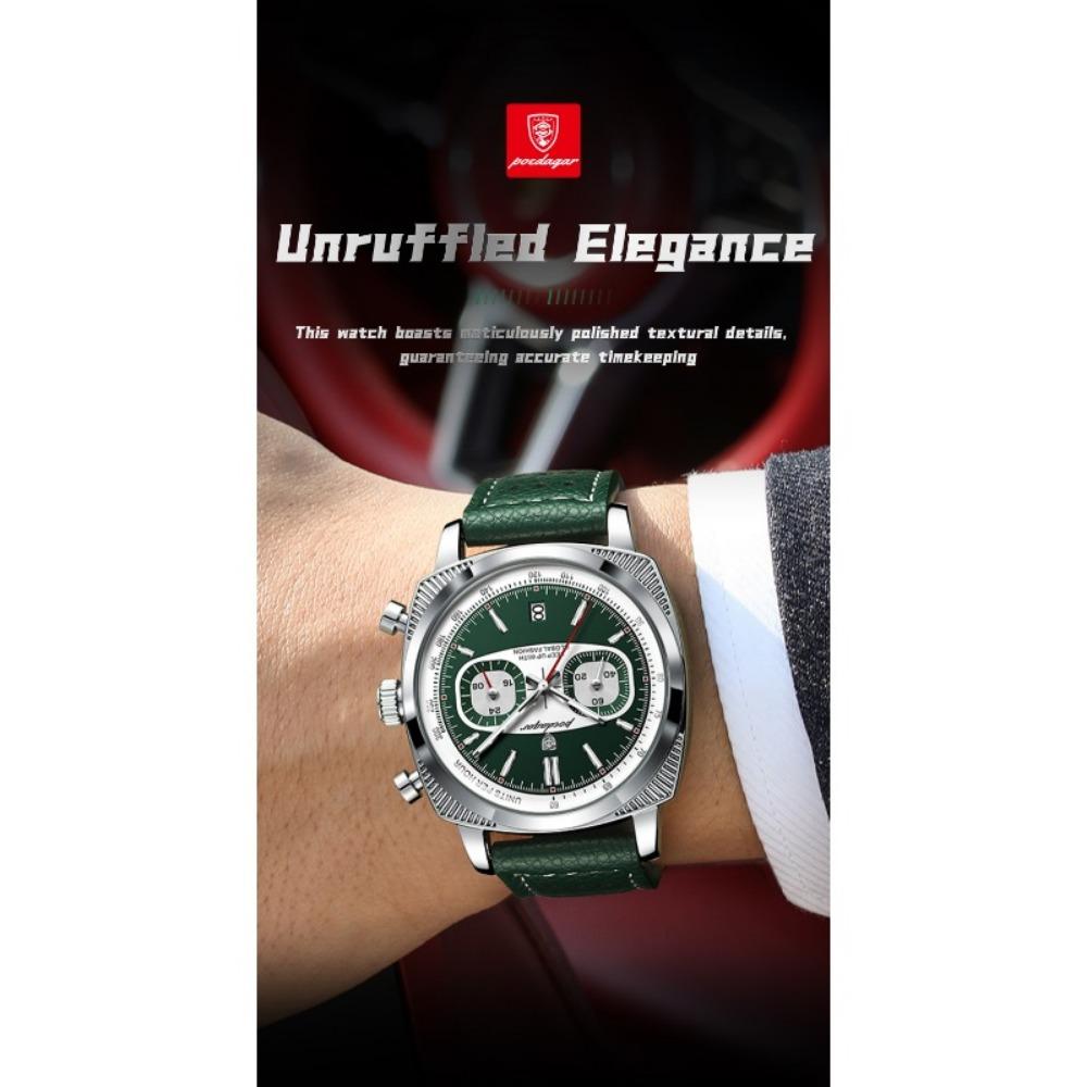 POEDAGAR Original Fashion Men Clock Luminous Waterproof Chronograph Date Watch for Man Luxury Leather Quartz Watches Reloj