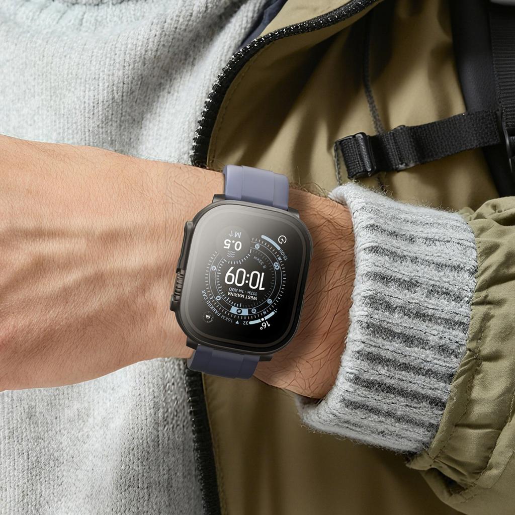 Szkło Ochronne Amazingthing Radix Z Etui Na Apple Watch Uitra 3 49 Mm - Czarne