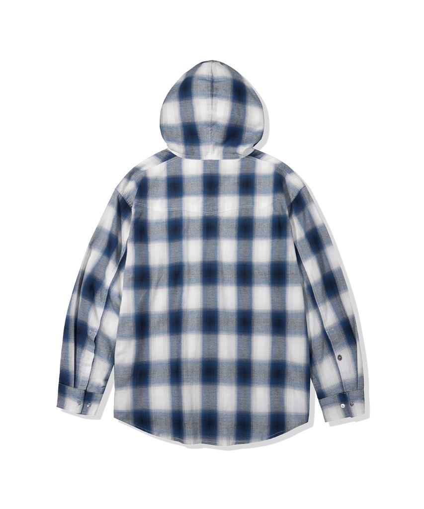 1993STUDIO Ombre Check Western Hoodie_Blau