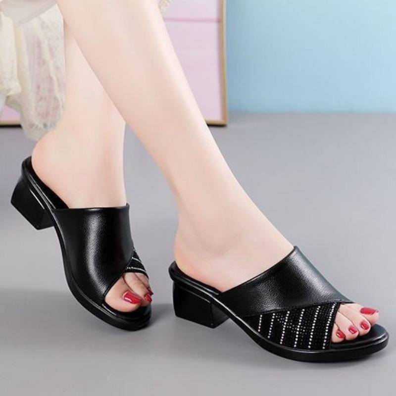 New high-heeled women's summer fish mouth sandals, comfortable, soft, non-slip, breathable and wear-resistant large-size slippers