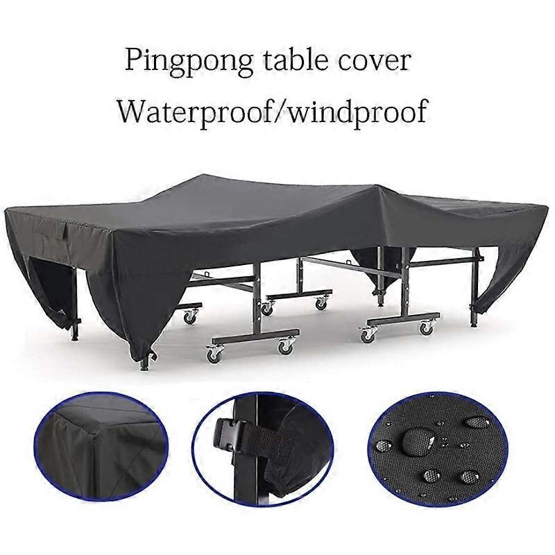 Copertura Antipolvere per Tavolo da Ping Pong da Esterno, Grigio Nero, Pratica, Impermeabile, Facile da Pulire - Resistente all'Usura