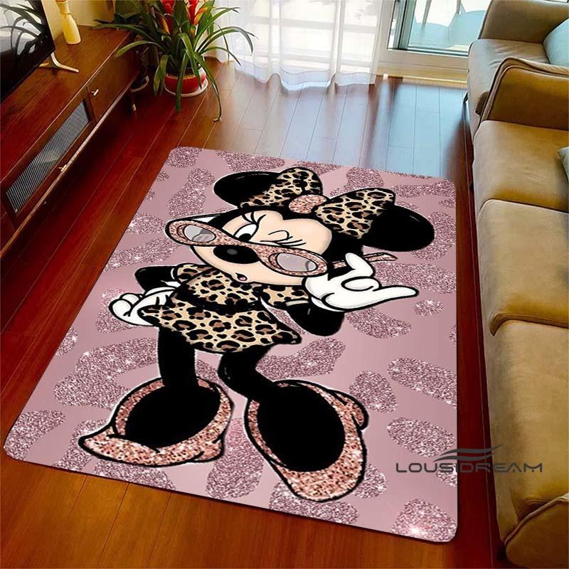 Cute Pink Minnie Mouse Cartoon Rug, Suitable for Living Room, Bedroom, Kitchen, Hallway, Children's Non-slip Floor Mat,