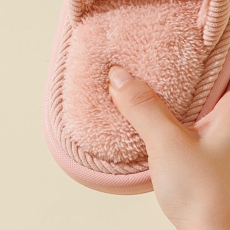 Women Fleece Lined Slippers Warm Indoor House Shoes Non Slip EVA Sole Couple Home Comfortable Winter Cotton Shoes