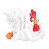White Rooster Statue Enchanting Posture Table Art Sculpture Funny Lying Down Rooster Figurine Decoration Animal Table