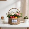 Handmade Straw Woven Basket for Flower Arrangements and Fruit Storage - Pastoral Style