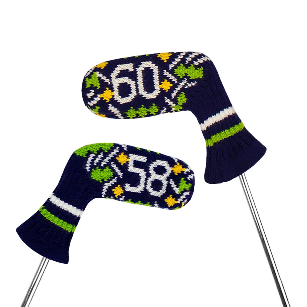 Scott Edward Knit Wedge Golf Iron Head Cover 7PCS Club Protector 48,50,52,54,56,58,60 Degree Scott Edward (7 Four Color Patterns)