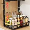 Under-Cabinet Storage Rack with Dual Sliding Trays Adjustable Height Metal Slide-Out Bathroom Kitchen Sink Organizer with Handle