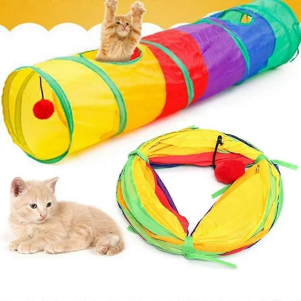 Collapsible Pet Cat Tunnel with Hanging Ball Foldable Toys Cat Rabbit Tunnel Funny Play Tube