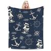 Nautical Anchor Boat Blankets  Super Warm Novelty Plush Throw Blanket For Girls Boys Couch Bed Flannel Bedspread Bed Cover