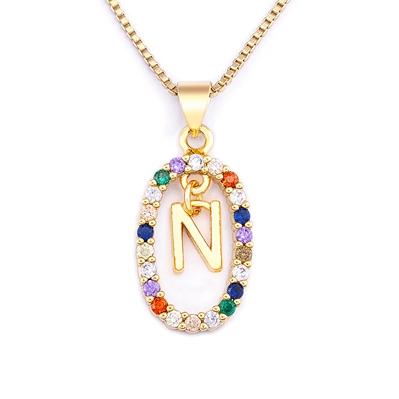 Nidin New Colorful 26 Letters A - Z Initial Alphabet Pendant Long Chain Necklace Jewelry Women Accessories Gift