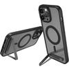 Custodia Magnetica per Cellulare con Cavalletto Cover Nera Trasparente con Supporto per iPhone 17 Pro Max 16 15 14 13 12 Mini 11