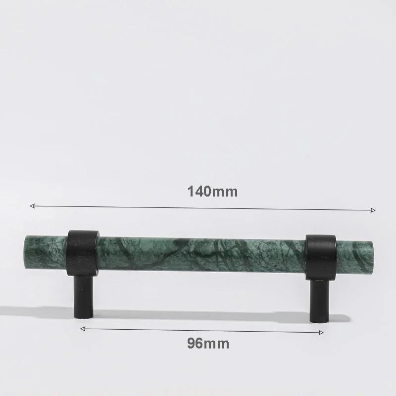 Grüner Schrank Marmorgriff Schwarze Messingbeschläge Kleiderschrankgriff Naturstein Schubladenknöpfe Möbel Stangengriff