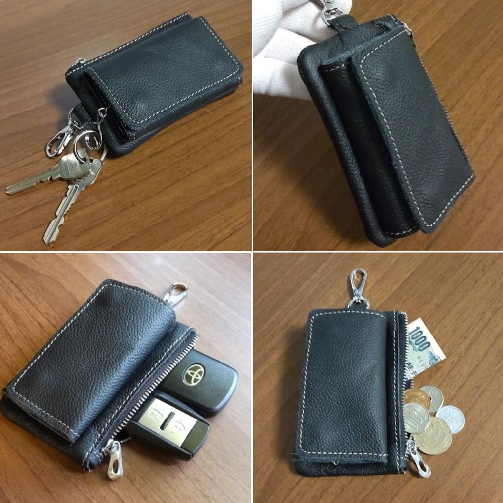 Others Key Smart Key and Coin Card Genuine Carabiner Hook V.W.V & Case, Compatible, Men's Women's, Purse, Slots, 6-Key Holder, Leather, (Caramel)