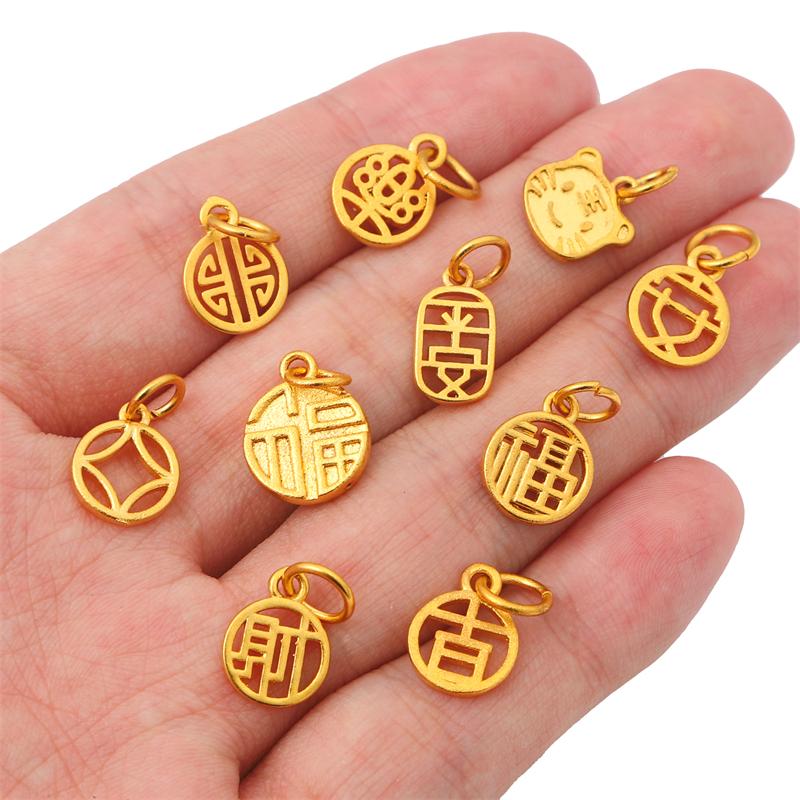 Gold Plated Bronze Blessing Pendant For DIY Necklace Bracelet Earrings Jewelry Making Craft Accessories