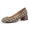 3326-3 Herbst und Winter Französische Retro Kleine Duftende Einzelne Schuhe Tausendvogel-Gitter Tweed Quadratischer Kopf Dicker Absatz Temperament High Heels Damen