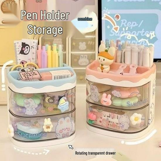 Creative Cartoon Transparent Pen Holder - Stylish Desk Stand for Office & Students
