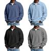 Herren Sweatshirt Waffelstoff Textur Langarm Reißverschluss Halbe Öffnung Klassisches Revers Pullover Tops Einfarbig Lockere Passform Lässige Sporttops