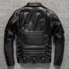 Chinesische Größe Herren schwere Motorradjacke aus natürlichem Rindsleder Oberschicht lässig Vintage Retro Moto Anzug Ledermantel Winter