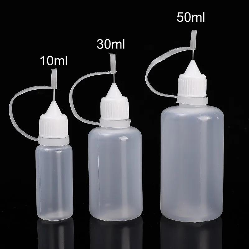 50/5pcs Plastic Squeezable Tip Bottle Refillable Applicator Bottles with Needle Tip Caps for Glue Pigment Oil Liquids Dispenser