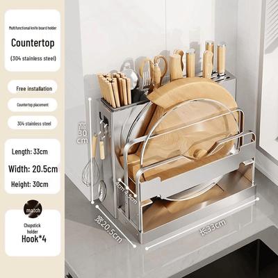 Chu Yi Ba 316 Stainless Steel Countertop Kitchen Knife & Utensil Holder