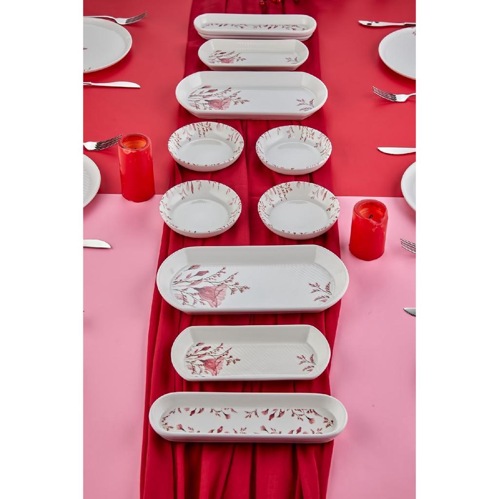 Gera Flower Patterned Luxury Ceramic 16 Piece Square Breakfast Set For 6 Persons
