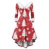 Women's Fashionable Casual Fitted Christmas Print Party Long-Sleeved Dress