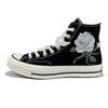 1970s Slip Resistant Abrasion Resistant High Top Canvas Shoes Unisex Black White 162050C(Team352-)