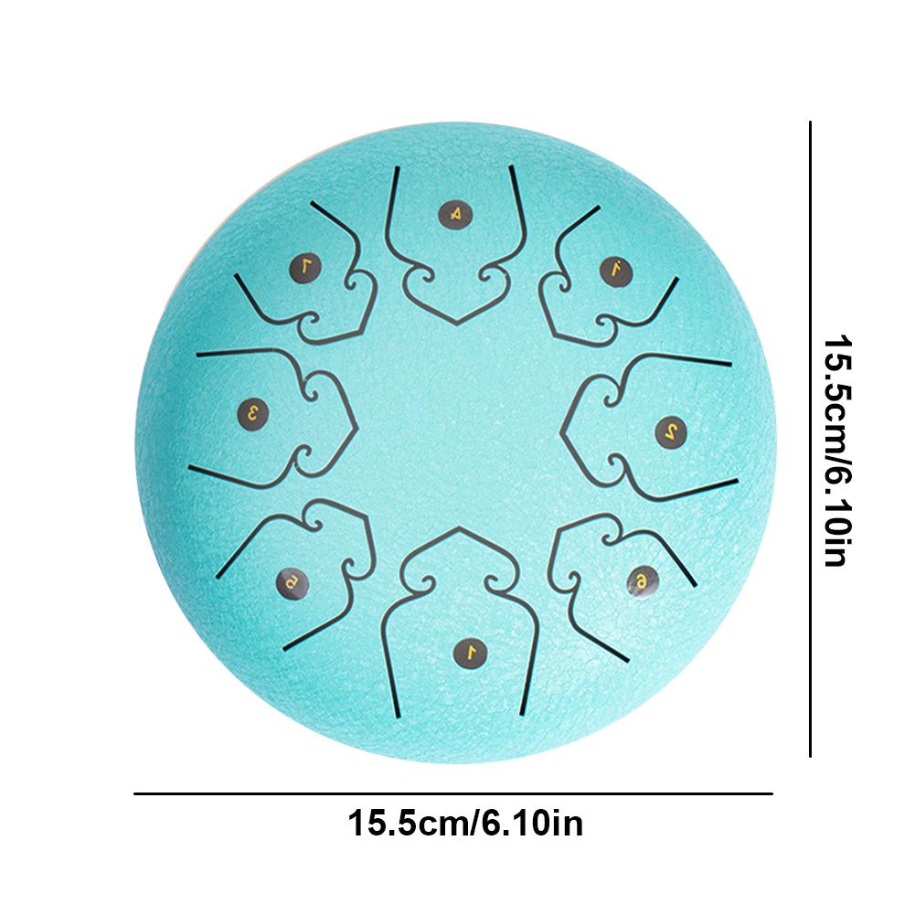 Mini Chakra Drum 6 Inches 8 Notes Waterproof Meditation Rain Chime Ethereal Hand Pan Musician Gift for Family and Friends