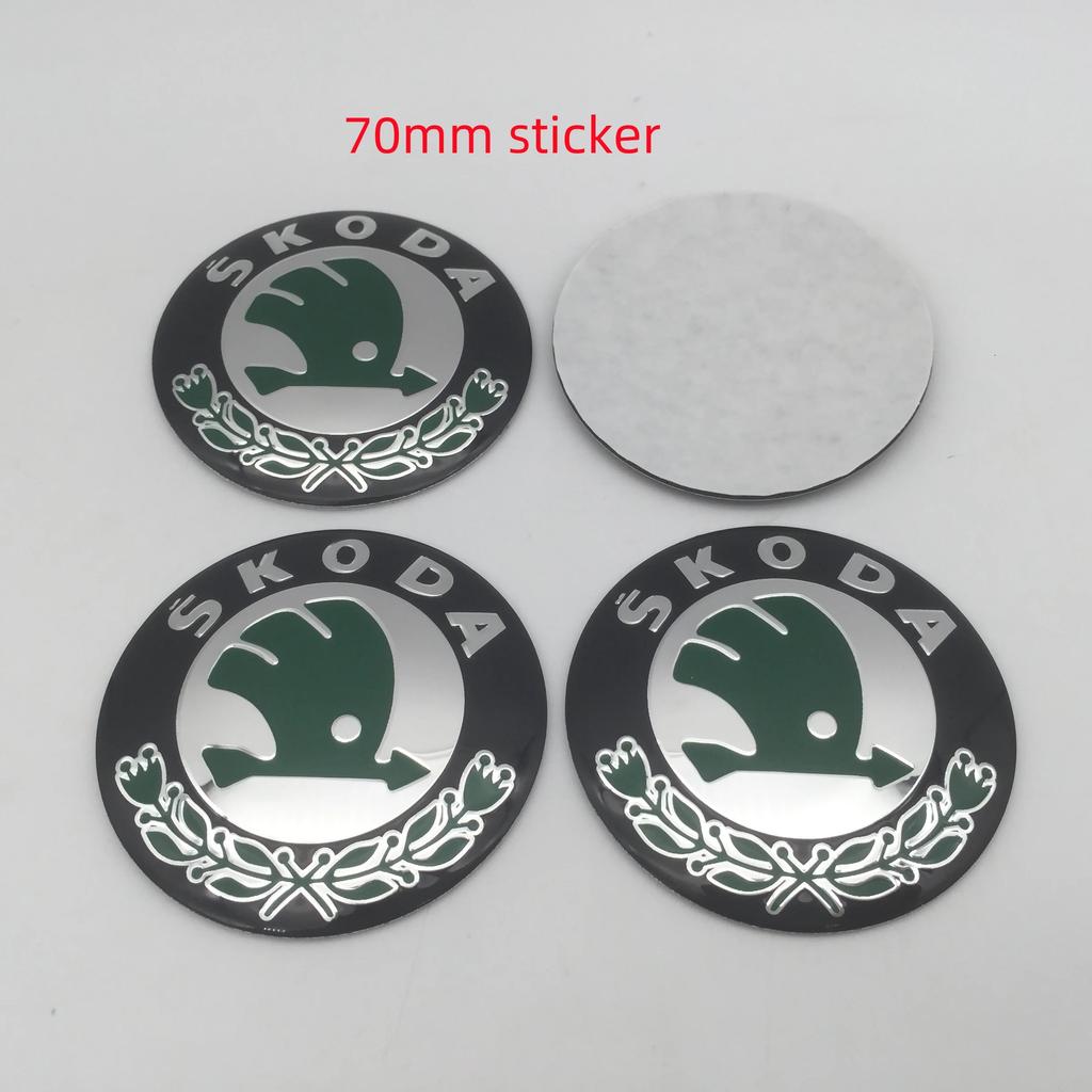 AAAJJ1 4pcs 3D 56mm 60mm 65mm 70mm 75mm For Skoda Car Emblem Wheel Hub Center Cap Badge Covers Sticker Decals Styling Accessories