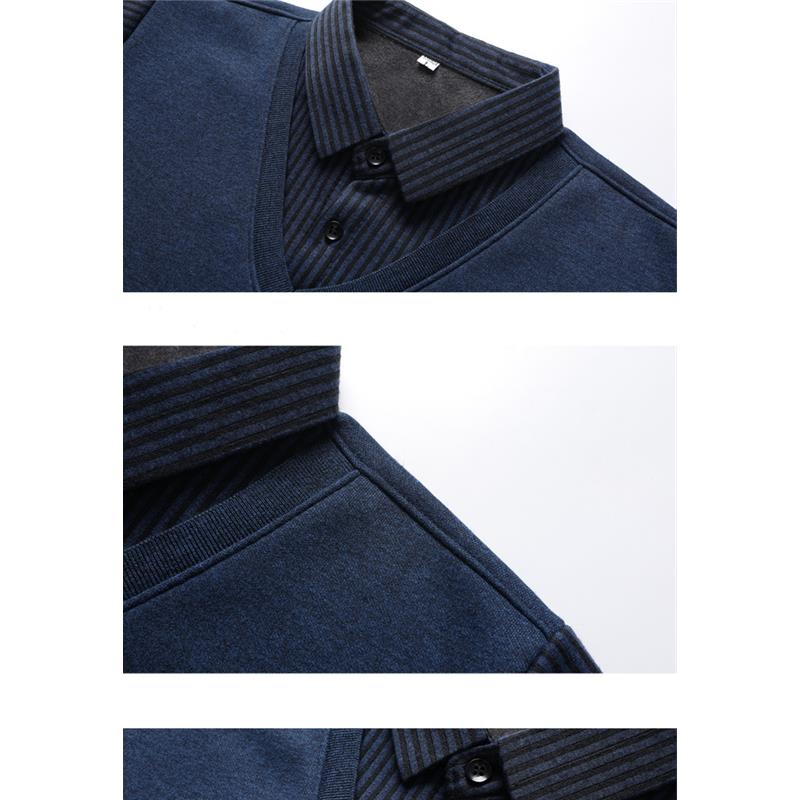 Pullover Gepolstert Verdickt Männlich Mittleren Alters Locker Gestrickter Pullover Mittleren Alters Warm Winter Falscher Zweiteiler Pullover Herrenbekleidung