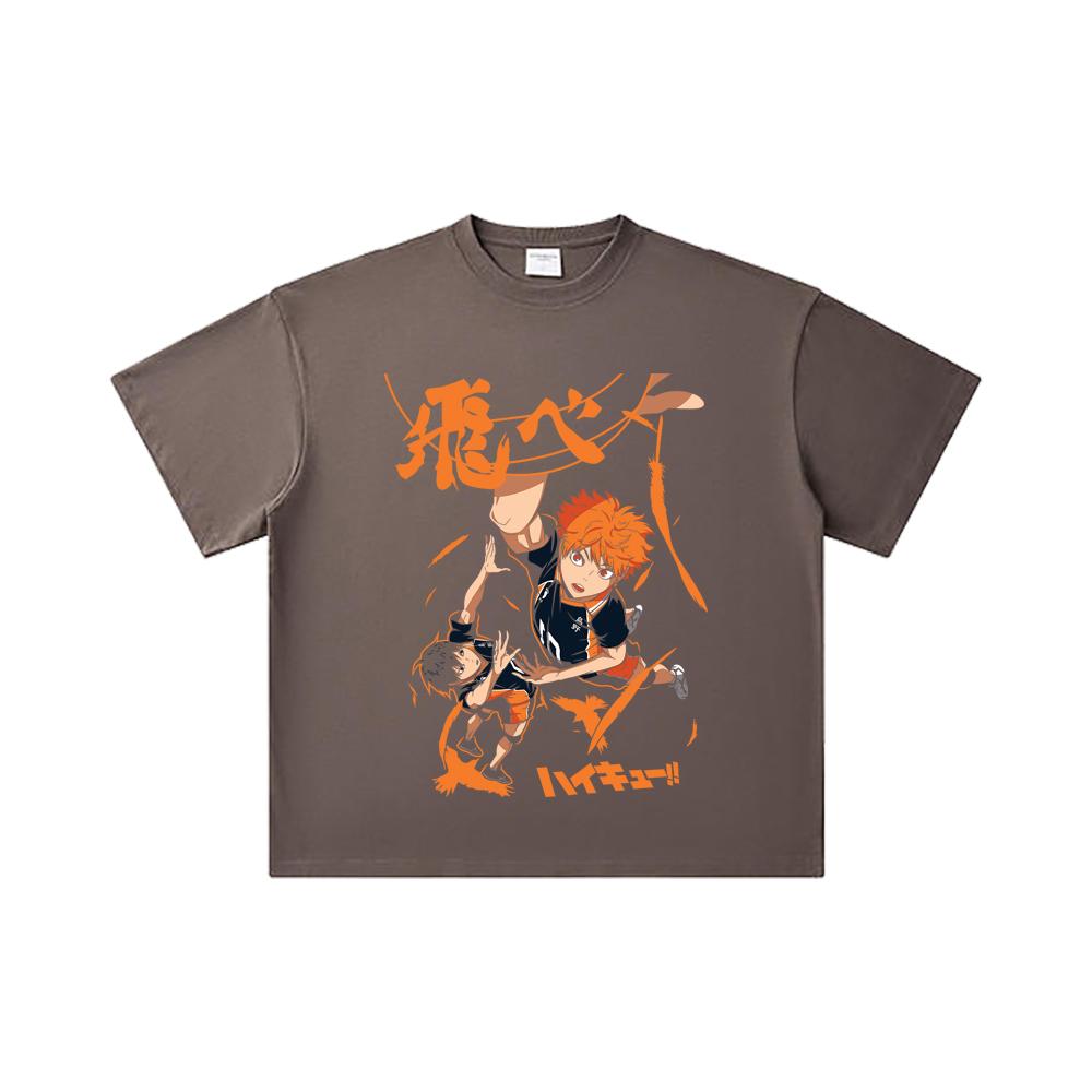 260 GSM Double Yarn 32 Count 100% Cotton Haikyuu V10 Hinata Tobio Print Unisex Heavy Cotton T Shirt
