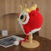 National Dragon Awakening Lion Hat Red Ear Protection Knitted Handmade Warm Festive Parent-Child Common Unisex 100% Image