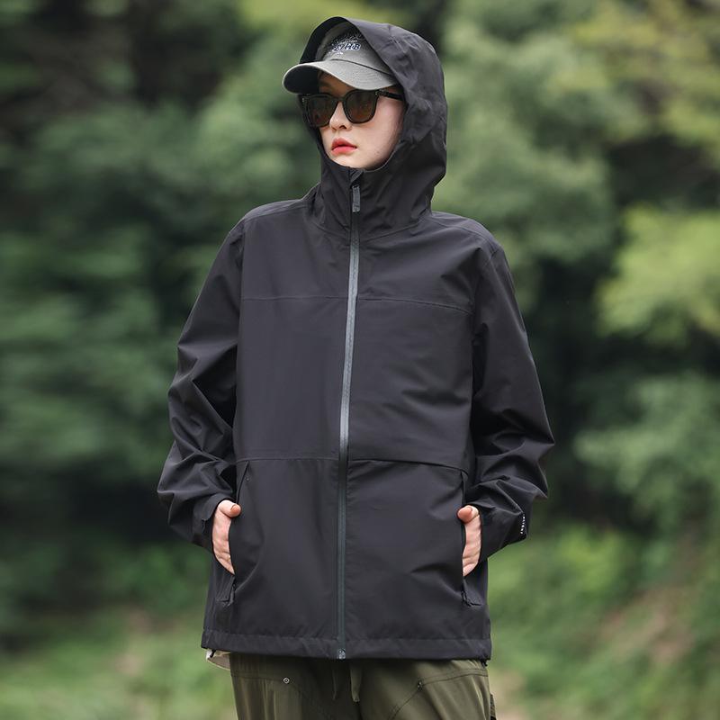 Niaojia Men's and Women's Same Style Seamless Rubber Jacket Fully Heat-sealed Outdoor Mountaineering Clothing Loose Hooded Jacket