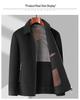 Men's Double-Faced Wool Jacket with Detachable Duck Down Liner and Turn-Down Collar
